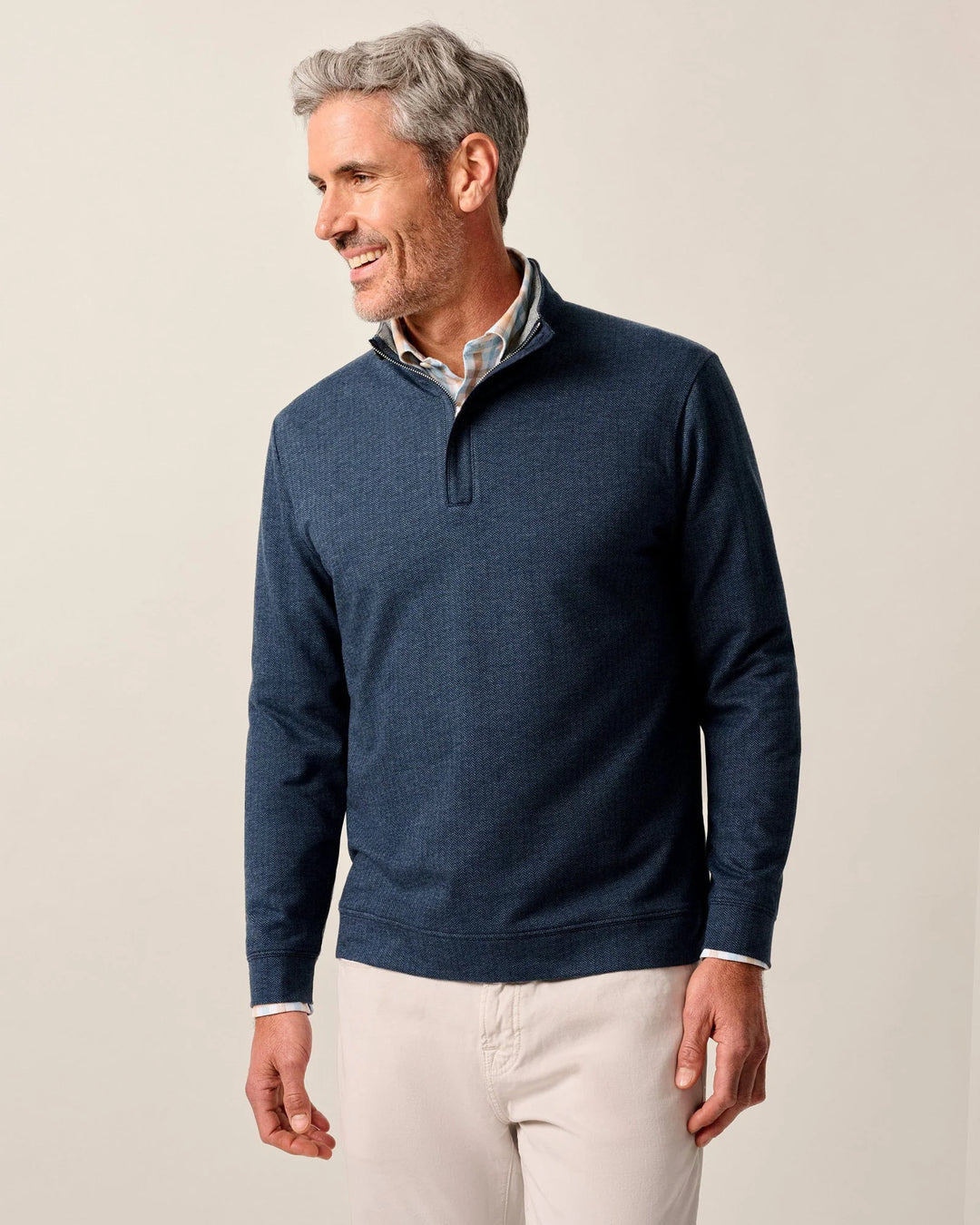 Rubin Herringbone Cotton Cashmere 1/4 Zip
