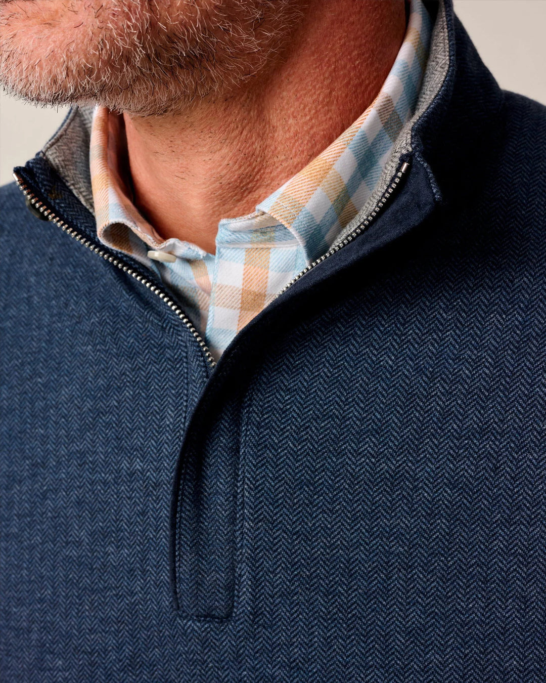Rubin Herringbone Cotton Cashmere 1/4 Zip