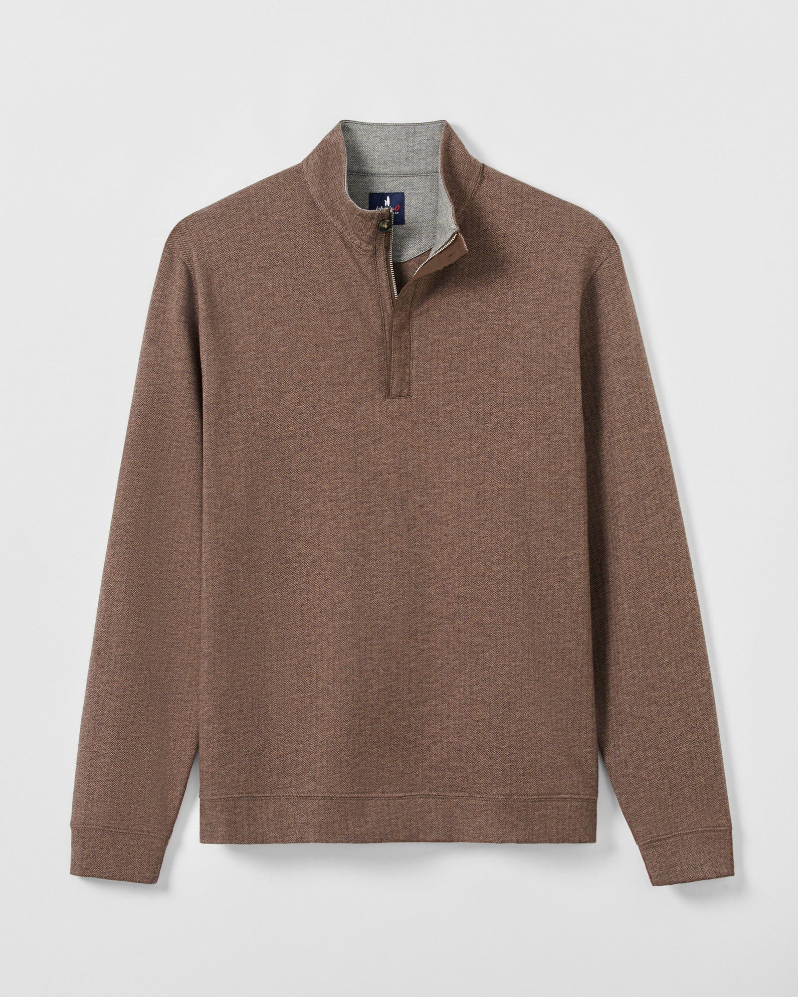 Johnnie-O Rubin Herringbone Cotton Cashmere 1/4 Zip Pullover - Bison ...