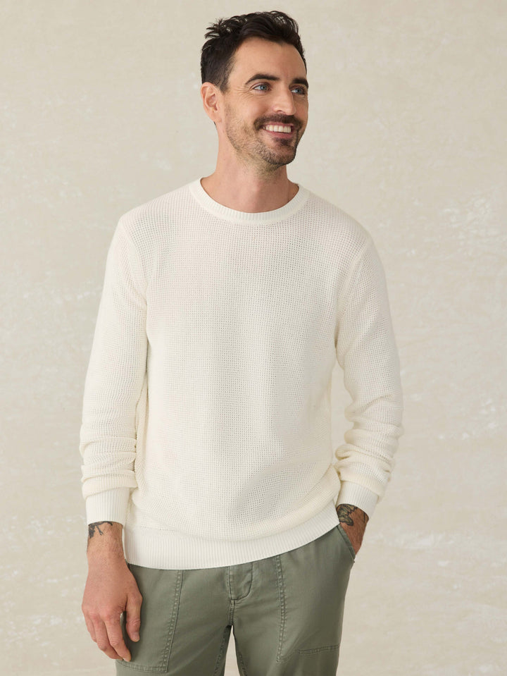 Faherty Sunwashed Crewneck Sweater | White Shell