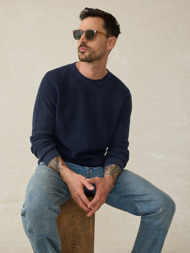 Faherty Sunwashed Crewneck Sweater Blue Nights MYF2313