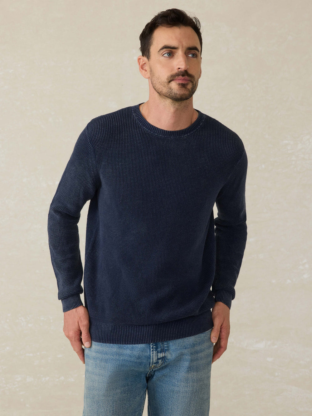 Faherty Sunwashed Crewneck Sweater Blue Nights MYF2313