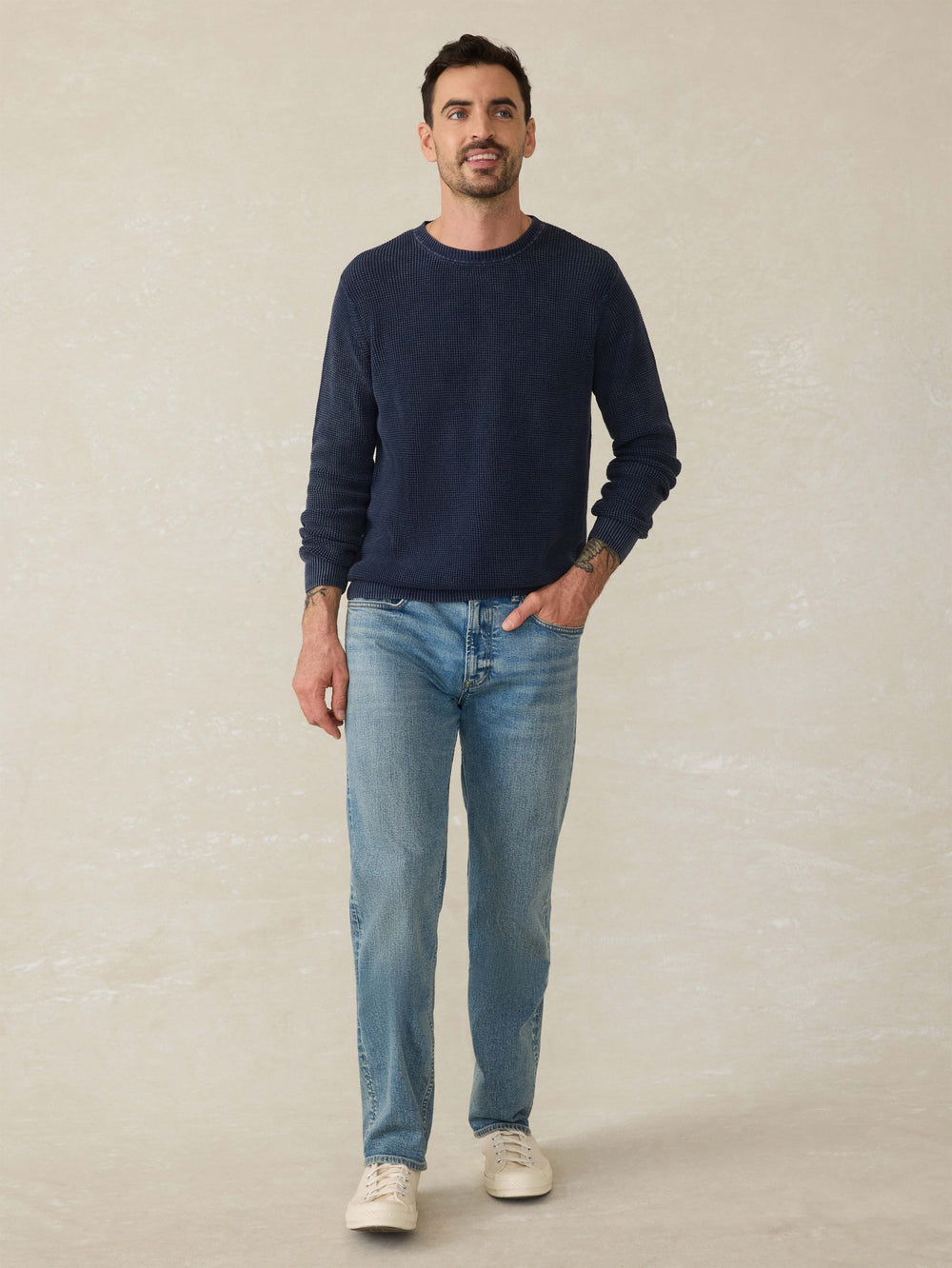 Faherty Sunwashed Crewneck Sweater Blue Nights MYF2313