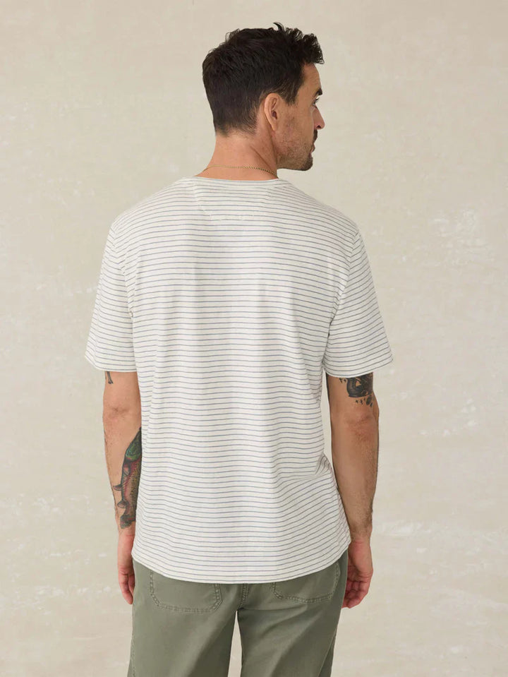 Faherty Sunwashed Tee Cream Flint Stripe MKS2517