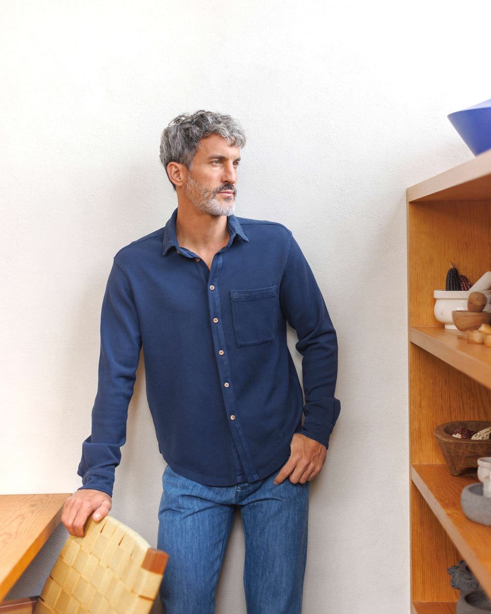 Alex Crane Caza Knit Shirt Indigo CZAKNT