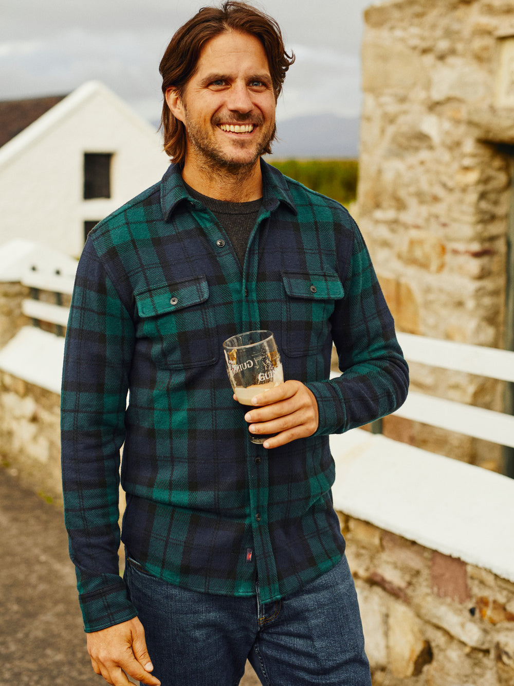 Faherty Blackwatch Plaid Legend Sweater Shirt