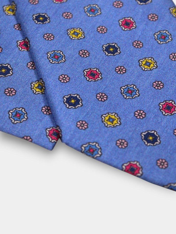 John Hyatt Multi Color Foulard Tie | Light Blue