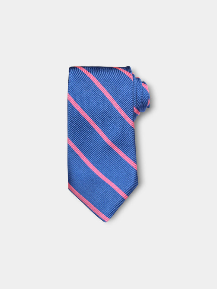 John Hyatt Bar Stripe Tie | Blue & Pink