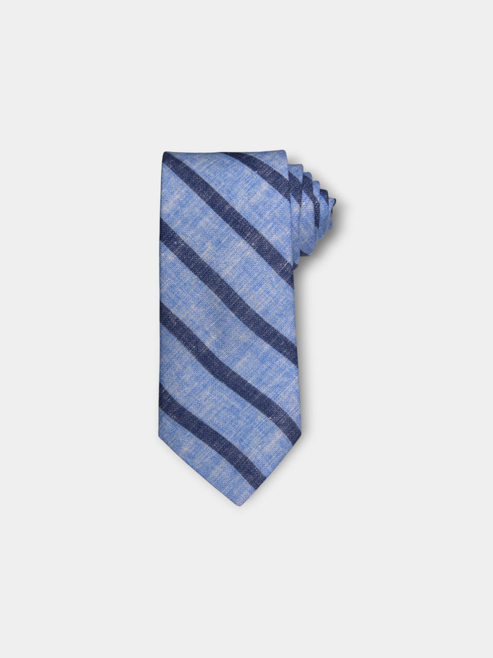 John Hyatt Linen Stripe Tie | Blue