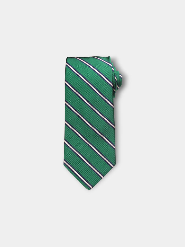 R. Hanauer Queens Stripes Necktie | Green & Navy