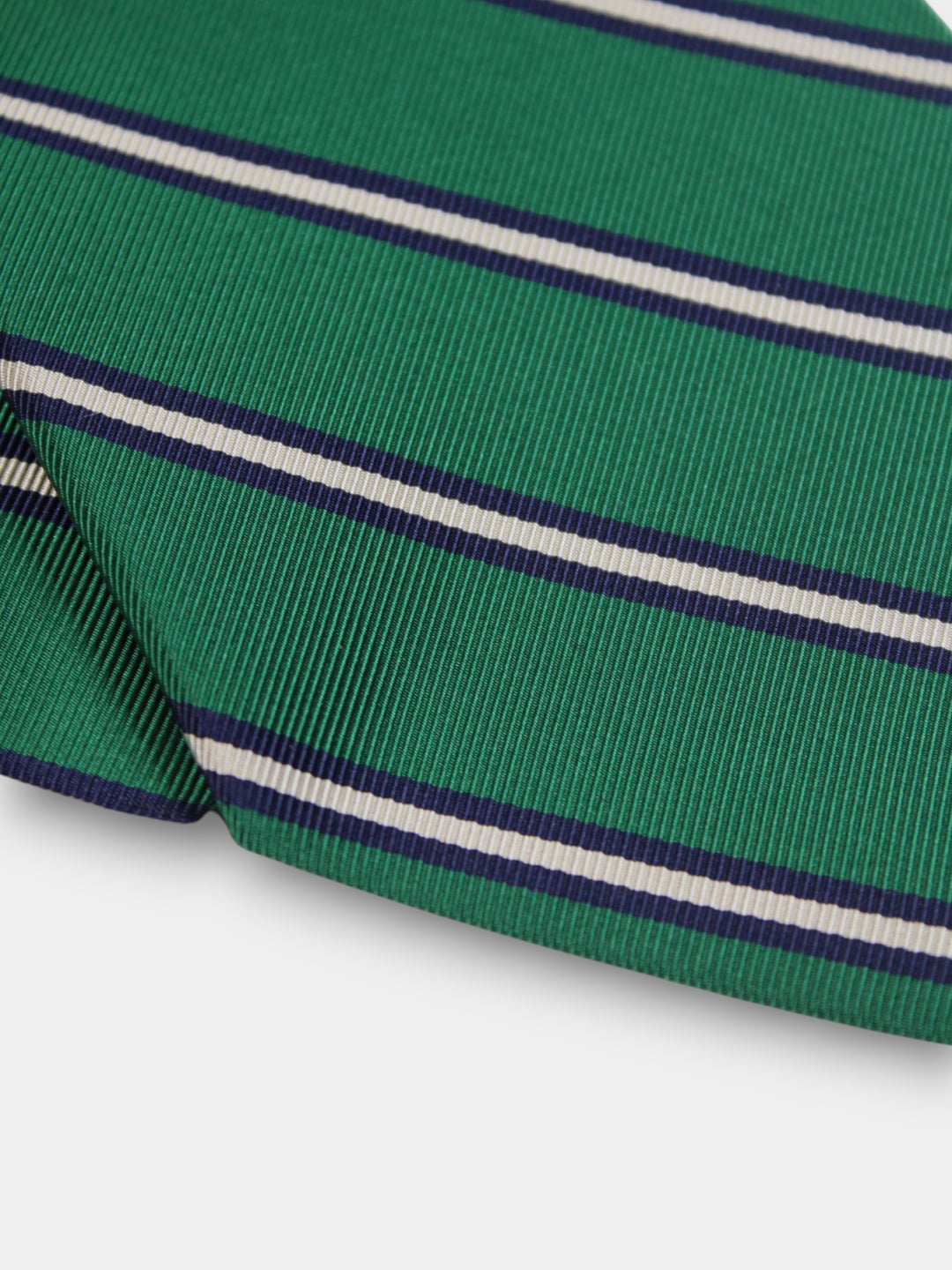R. Hanauer Queens Stripes Necktie | Green & Navy