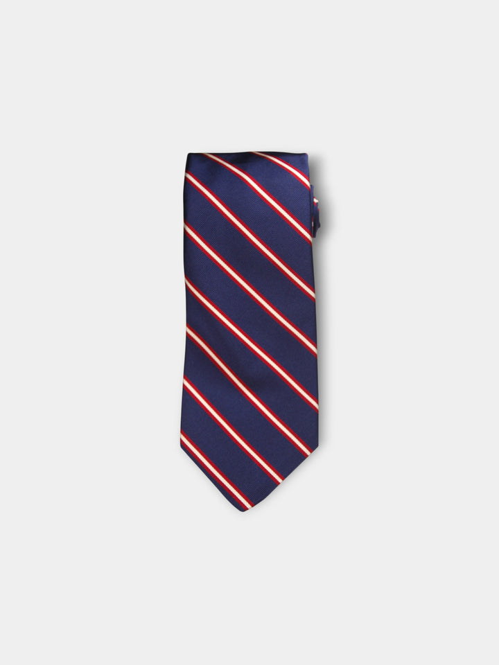 R. Hanauer Queens Stripes Necktie | Navy & Red