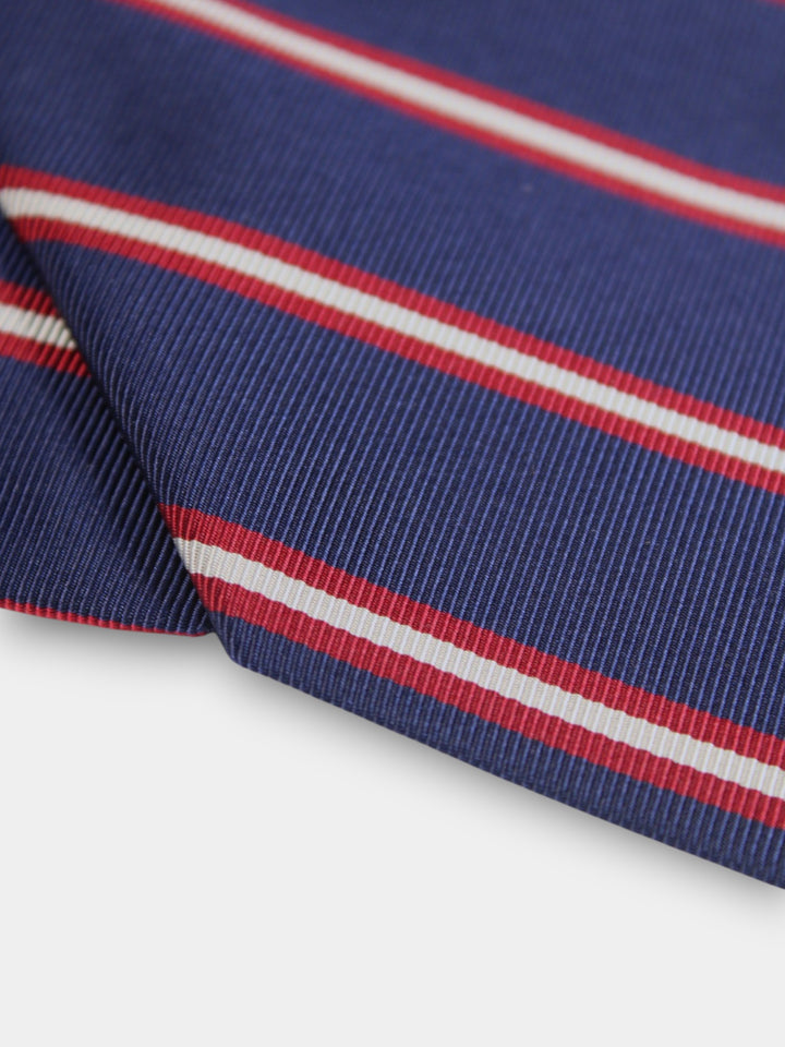 R. Hanauer Queens Stripes Necktie | Navy & Red