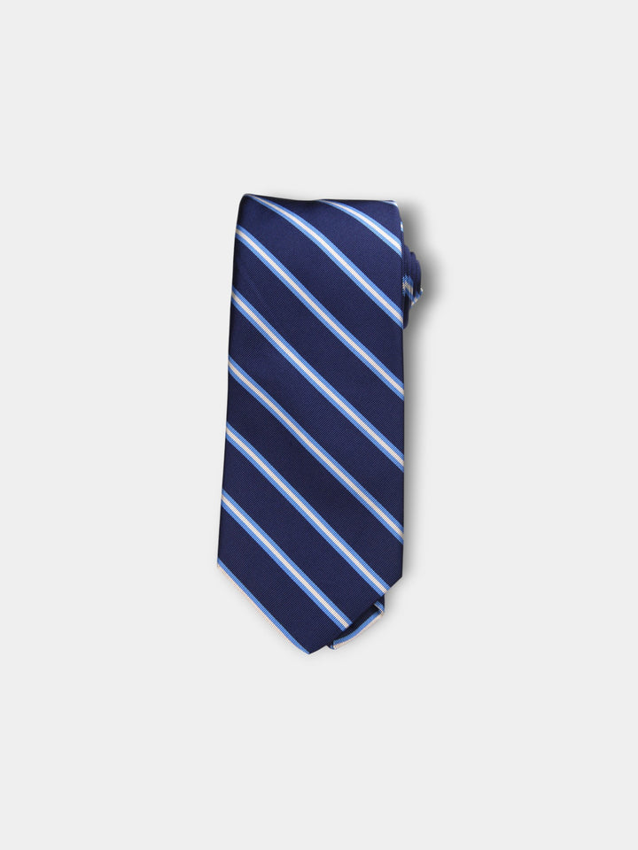 R. Hanauer Queens Stripes Necktie | Navy & Blue