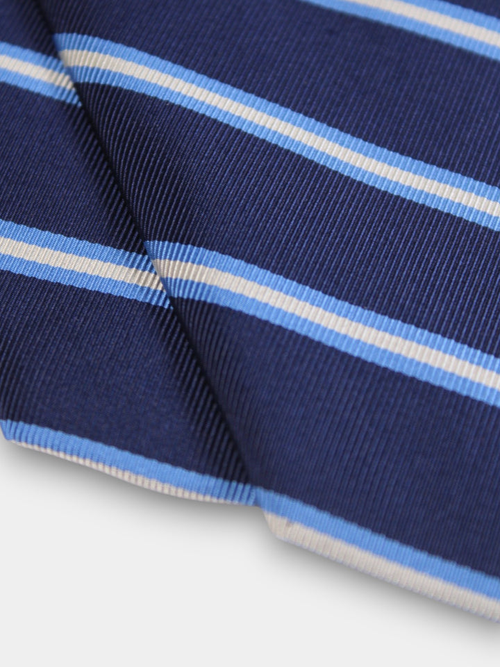 R. Hanauer Queens Stripes Necktie | Navy & Blue