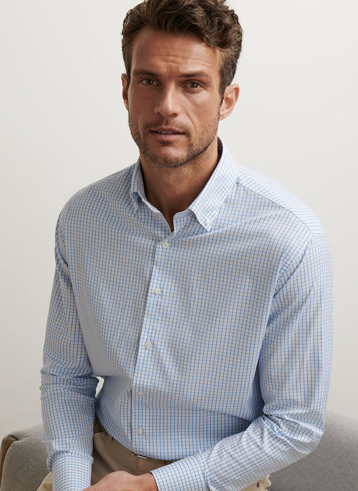 Peter Millar Hanford Performance Twill Sport Shirt | Cottage Blue