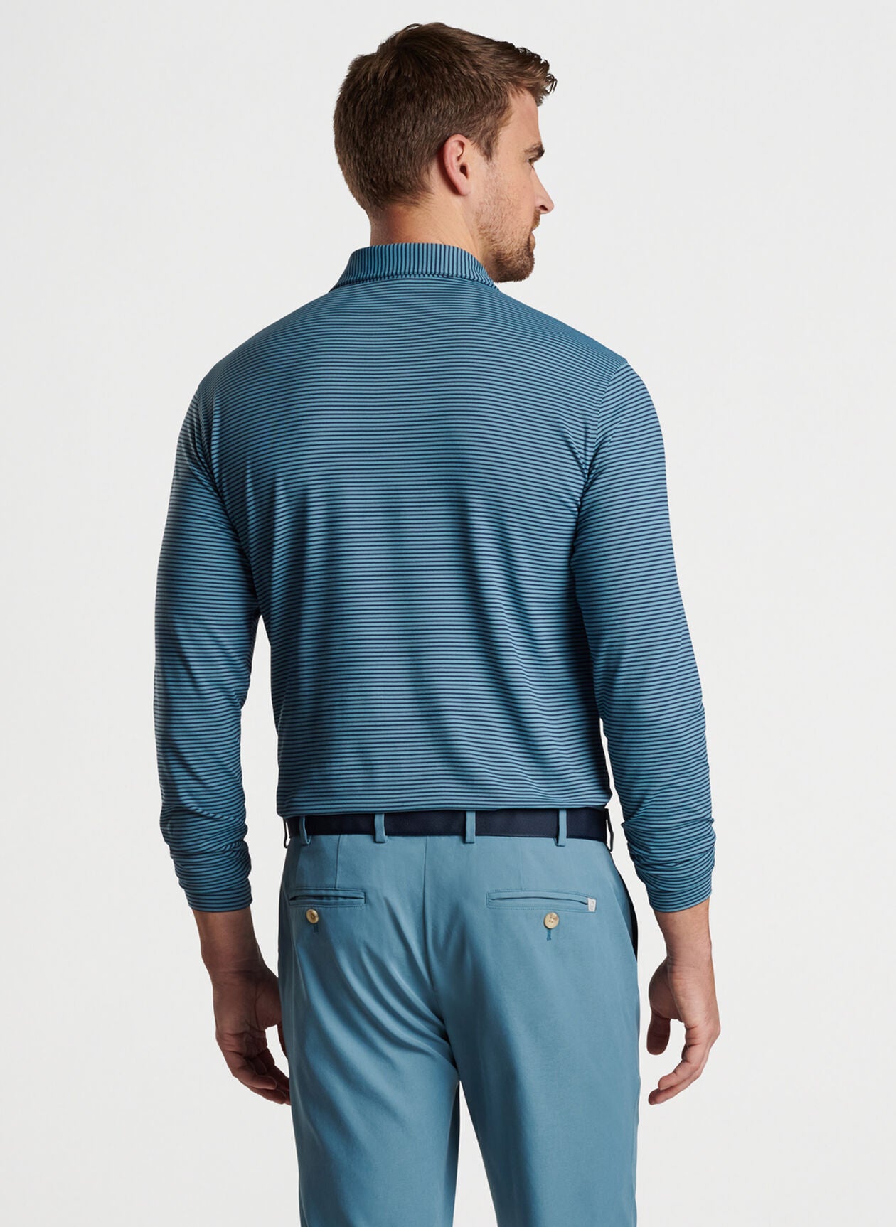 Peter Millar Lyons Stripe Performance Long-Sleeve Polo