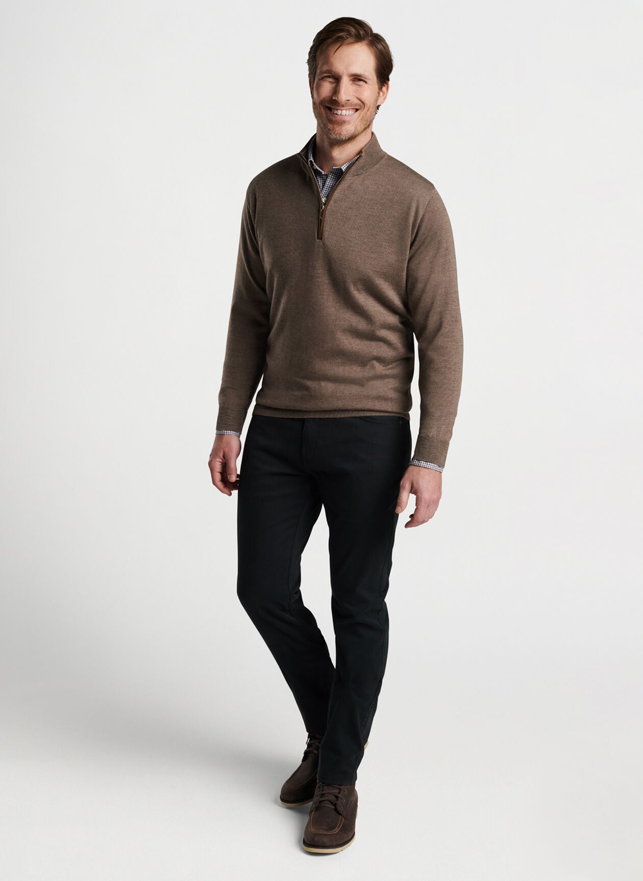 Peter Millar Autumn Crest Suede Trim Quarter-Zip