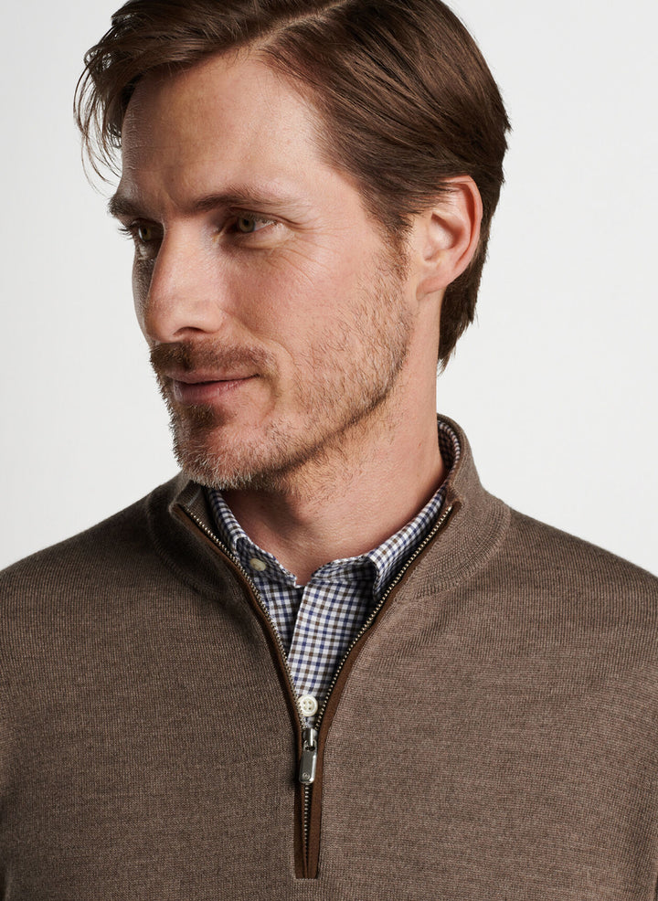 Peter Millar Autumn Crest Suede Trim Quarter-Zip