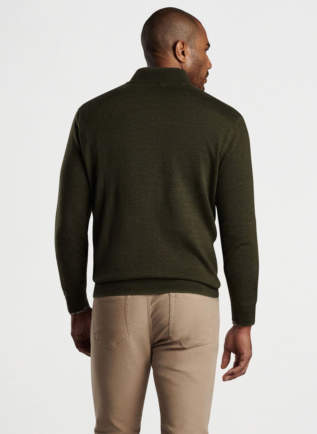 Peter Millar Autumn Crest Suede Trim Quarter-Zip Sweater