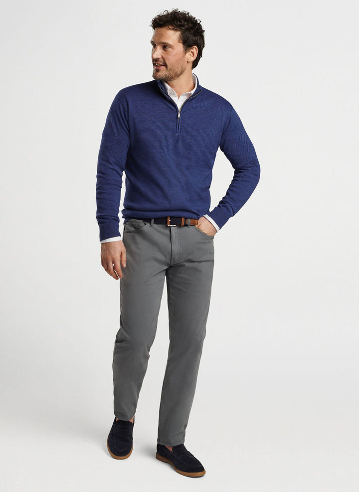 Peter Millar Canton Stripe Quarter Zip Sweater Navy MF24ES53