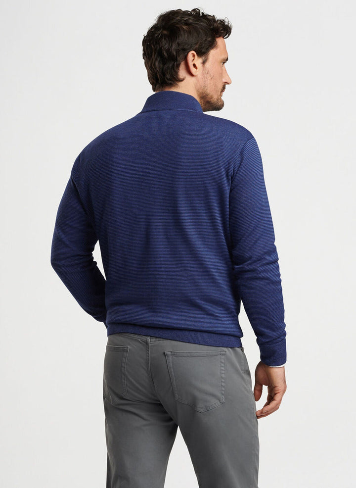 Peter Millar Canton Stripe Quarter Zip Sweater Navy MF24ES53