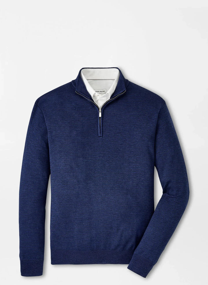 Peter Millar Canton Stripe Quarter Zip Sweater Navy MF24ES53