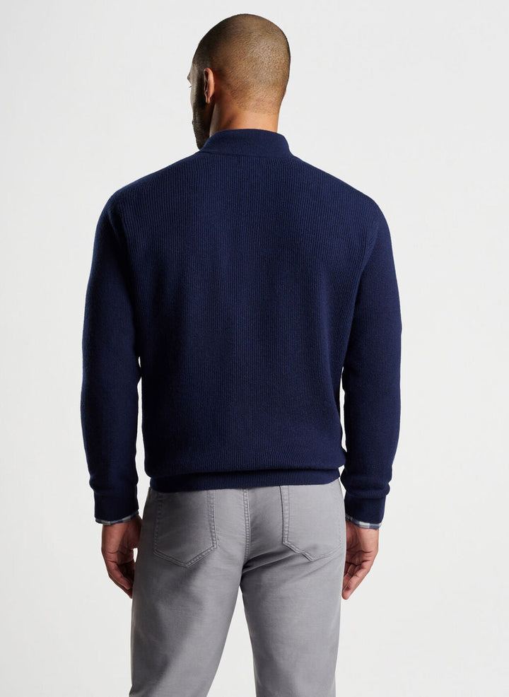 Peter Millar Ruxton Rib Button Mock Sweater Navy MF24S43