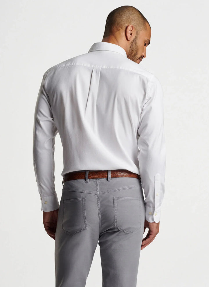 Peter Millar Campbell Perfect Pinpoint Cotton-Stretch Sport Shirt White MF24W00LTBZ