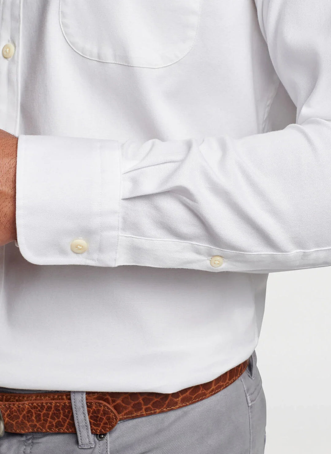 Peter Millar Campbell Perfect Pinpoint Cotton-Stretch Sport Shirt White MF24W00LTBZ