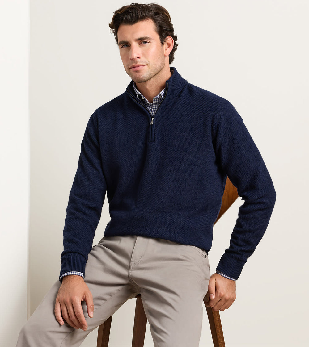 Crescent Texture Quarter Zip Sweater