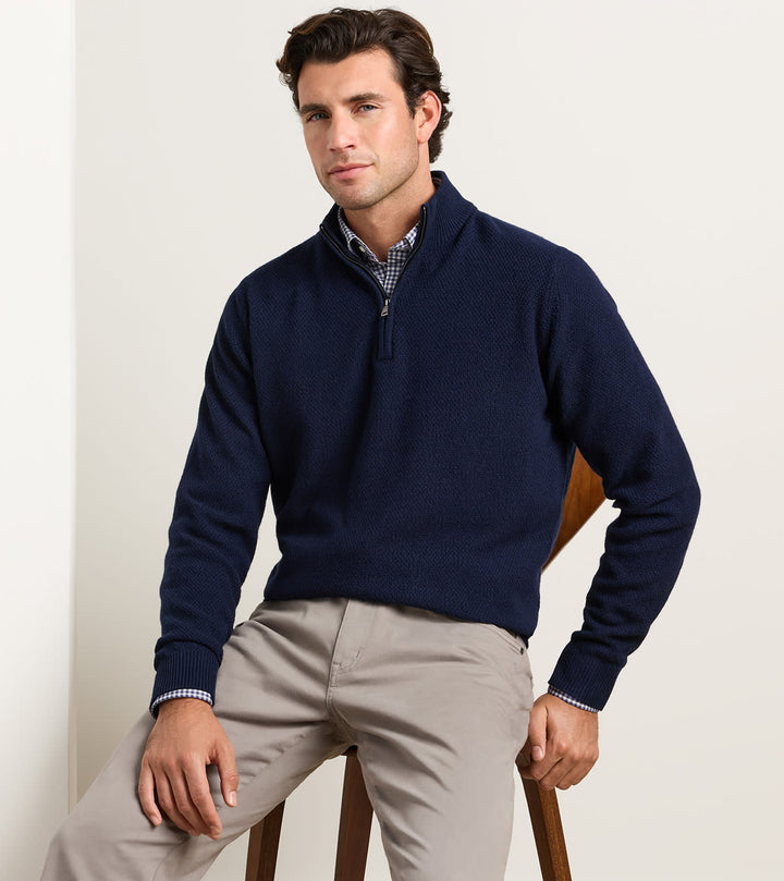 Crescent Texture Quarter Zip Sweater