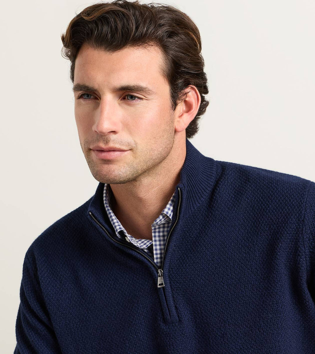Crescent Texture Quarter Zip Sweater