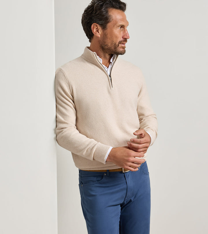 Crescent Texture Quarter Zip Sweater