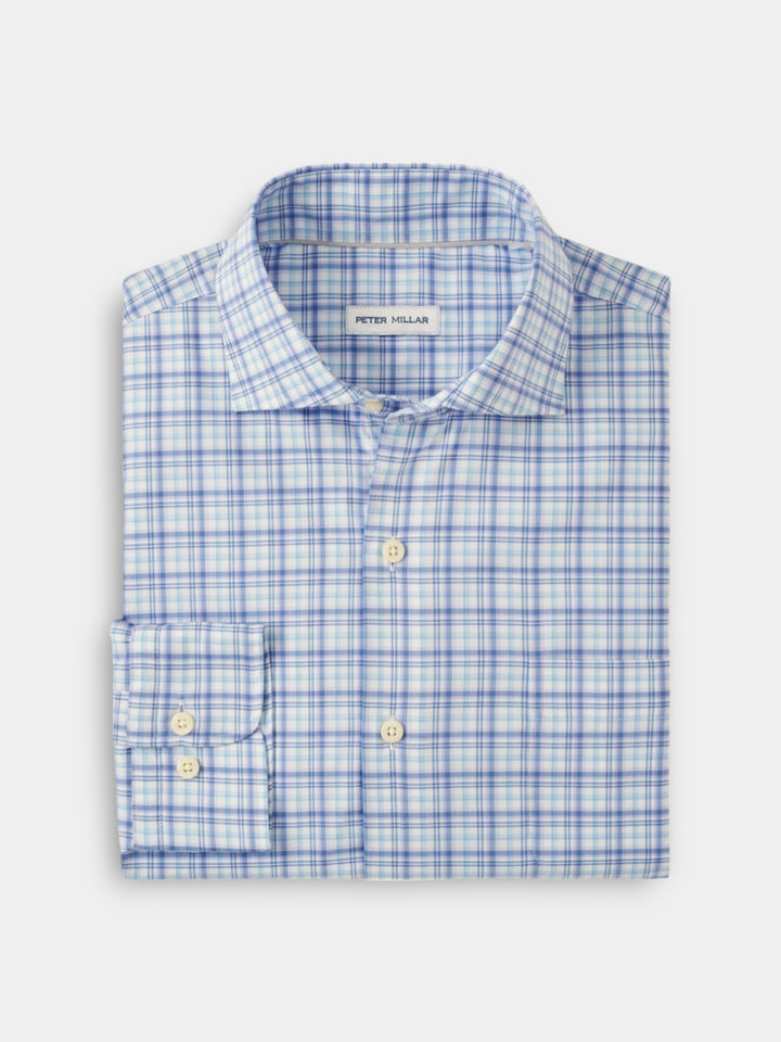 Peter Millar Garrow Crown Lite Cotton-Stretch Sport Shirt | Blue Freesia