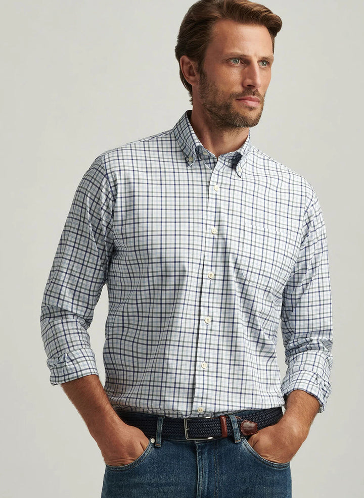 Peter Millar Calgary Crown Lite Cotton-Stretch Sport Shirt | Navy