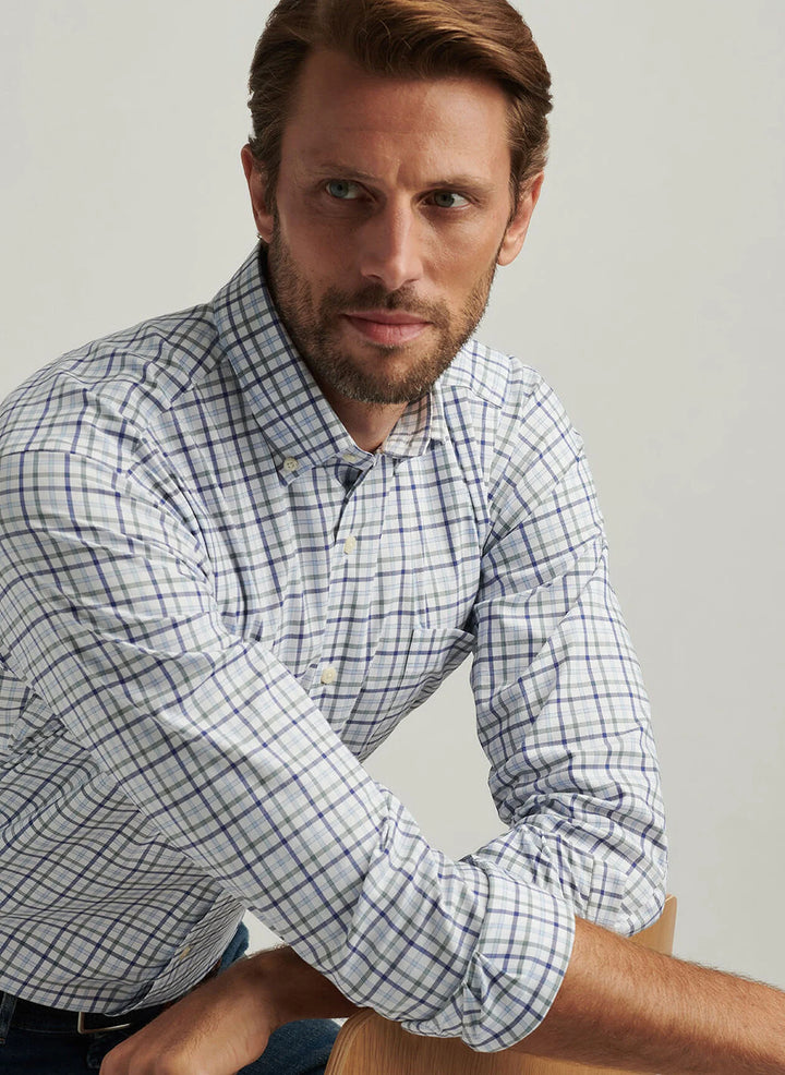 Peter Millar Calgary Crown Lite Cotton-Stretch Sport Shirt | Navy