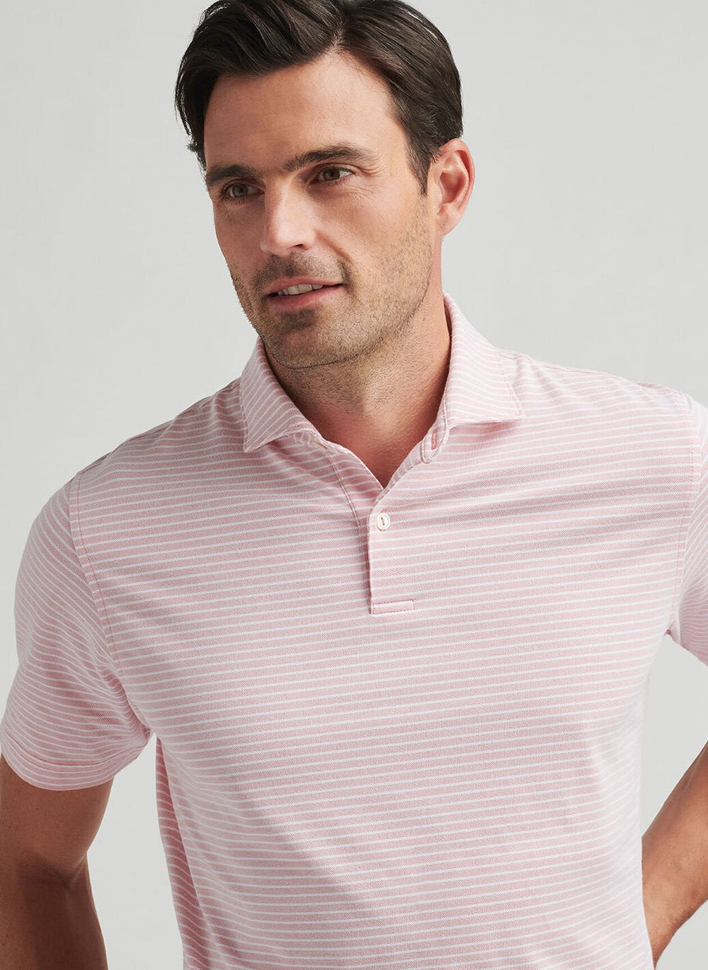 Peter Millar Albatross Cotton Blend Piqué Polo Pink Crepe MS25XK56E