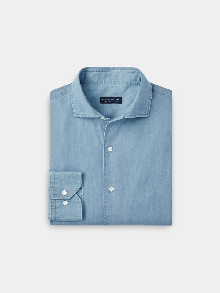 Peter Millar Elio Cotton Sport Shirt | Light Indigo