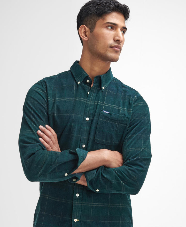 Barbour Blair Corduroy Plaid Shirt Green Loch MSH4986