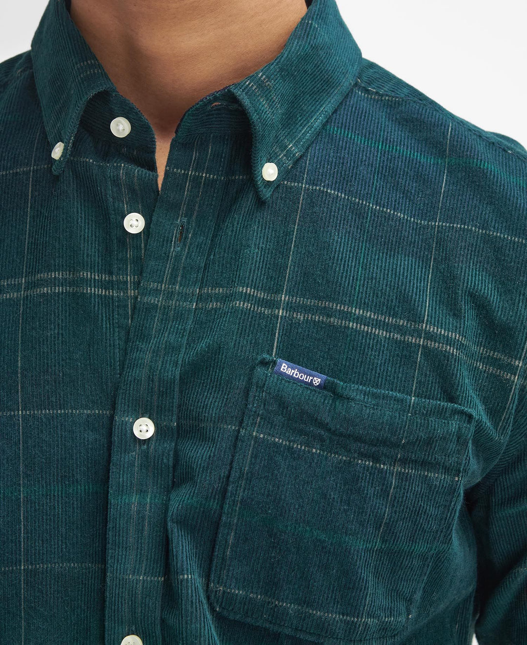 Barbour Blair Corduroy Plaid Shirt Green Loch MSH4986