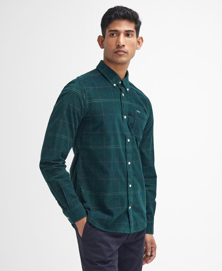 Barbour Blair Corduroy Plaid Shirt Green Loch MSH4986