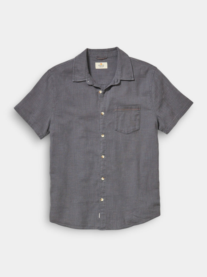 Marine Layer Stretch Selvage Short Sleeve Shirt | India Ink