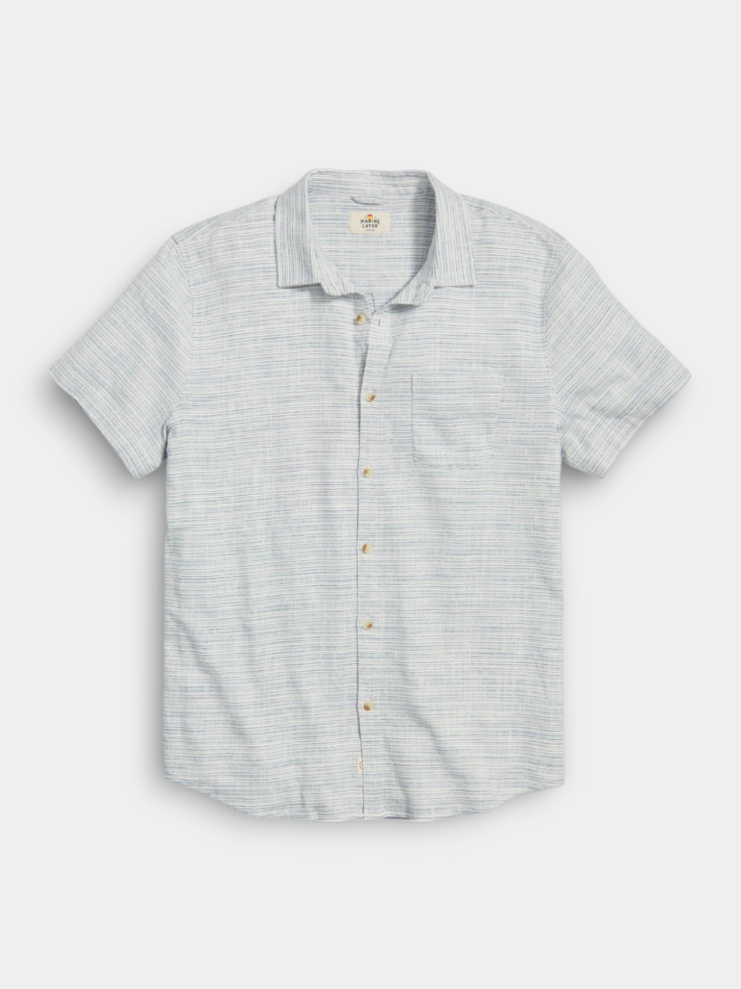 Marine Layer Stretch Selvage Short Sleeve Shirt | Blue Mini Stripe