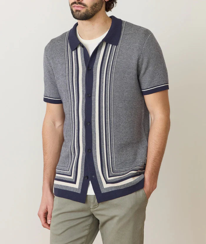 Marine Layer Ethan Sweater Button-Down India Ink/Oatmeal 1250103071335