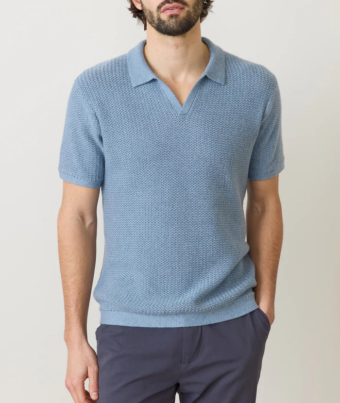 Marine Layer Conrad Sweater Polo Washed Indigo 1250103071111