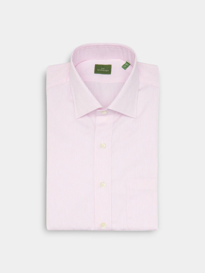 Sid Mashburn Spread Collar Dress Shirt | Pink Small Bengal Stripe Poplin