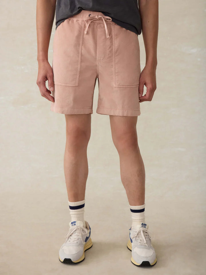 Faherty Corduroy Drawstring Utility Short Coral Dawn MBS2500