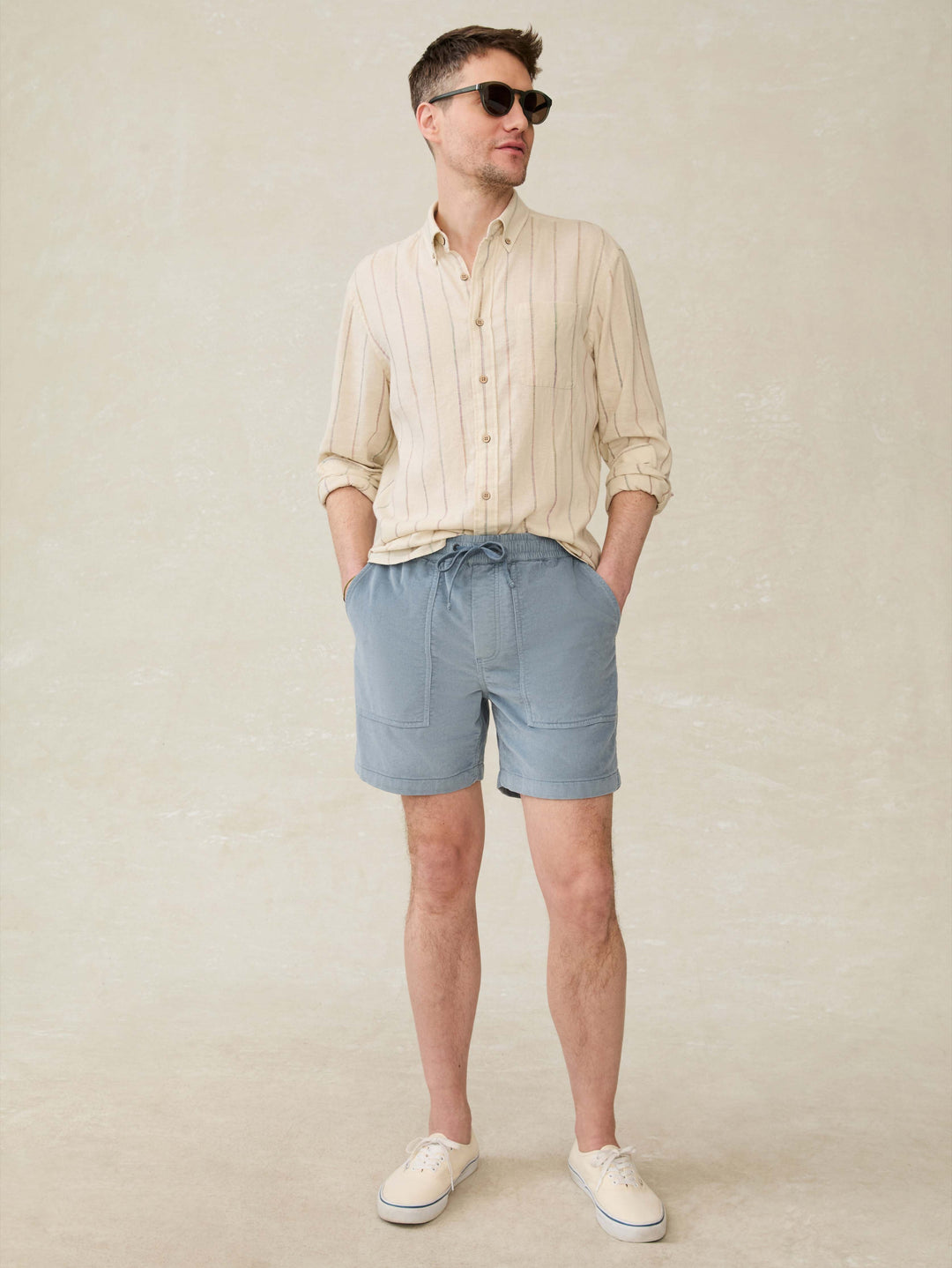 Faherty Corduroy Drawstring Utility Short Light Flint MBS2500