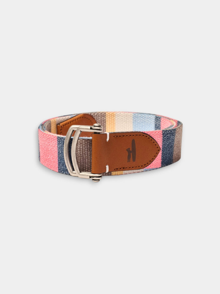 Johnnie-O Bowen D-Ring Canvas Striped Belt | Gulf Blue